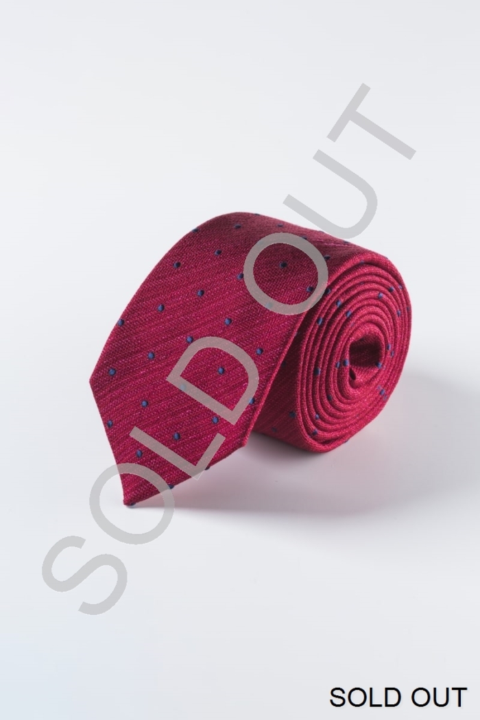 Svilena crvena kravata s plavim točkama