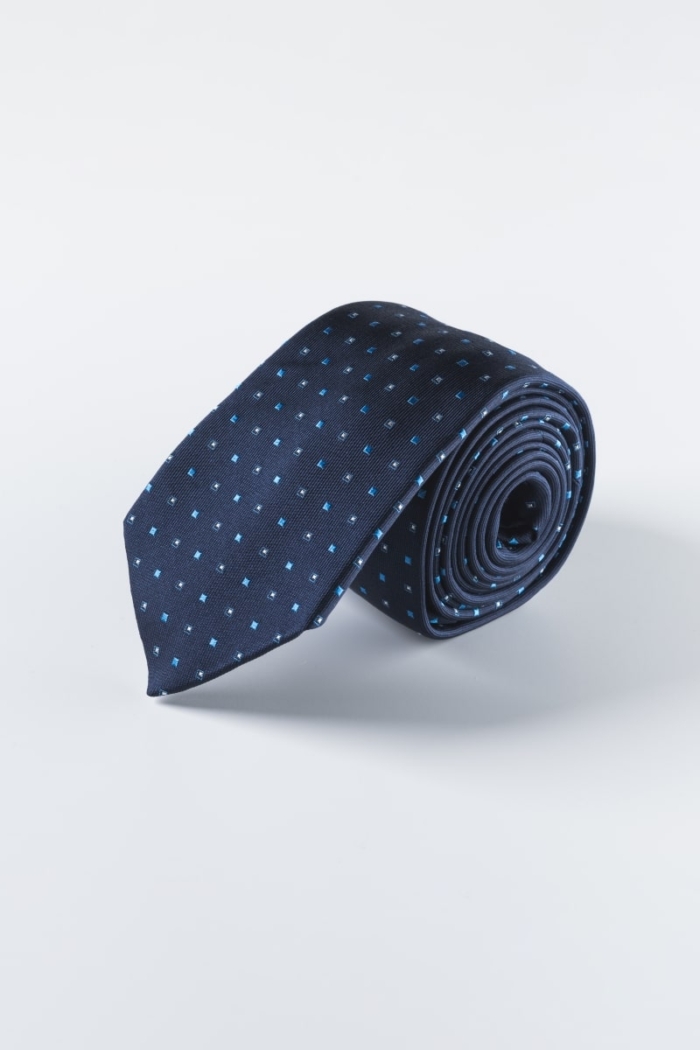 Plava svilena kravata sa sitnim uzorkom