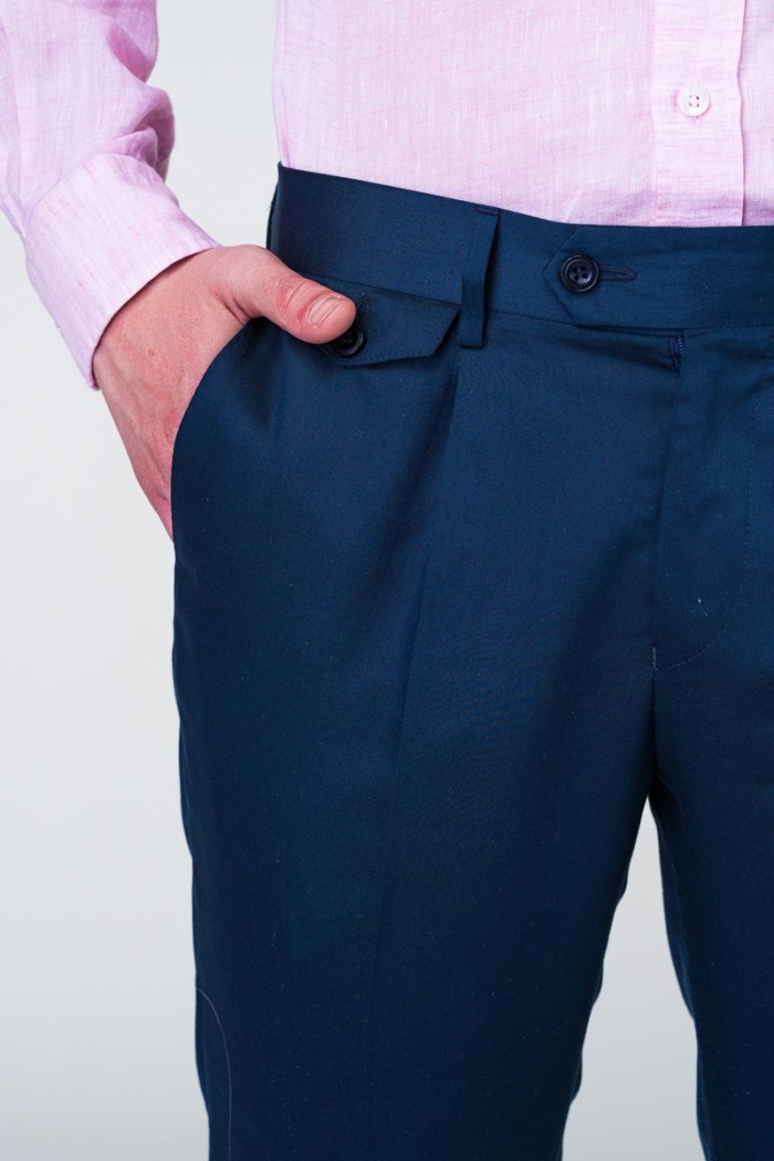 Tamno plave smart casual hlače sa svilom - Slim fit