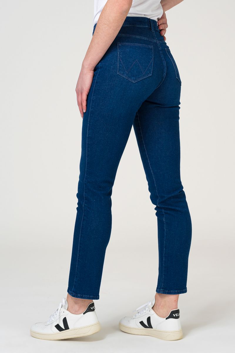 Women's dark blue straight cut jeans - Wrangler - Shop Varteks .