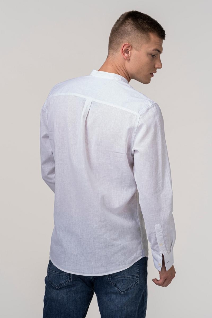 VARTEKS Bijela lanena košulja s ruskom kragnom - Regular fit