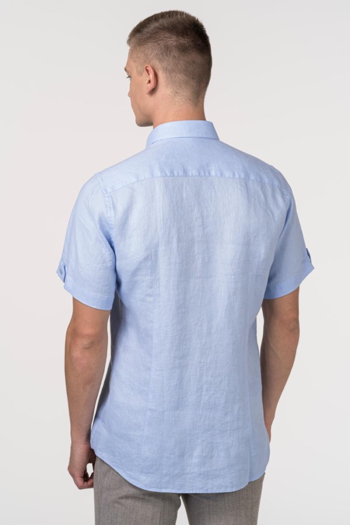 VARTEKS Lanena muška košulja kratkih rukava u dvije boje - Slim fit