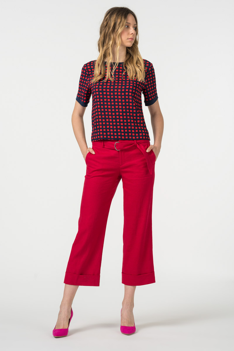 Vibrant red wide women's pants 7/8 - Shop Varteks d.d.