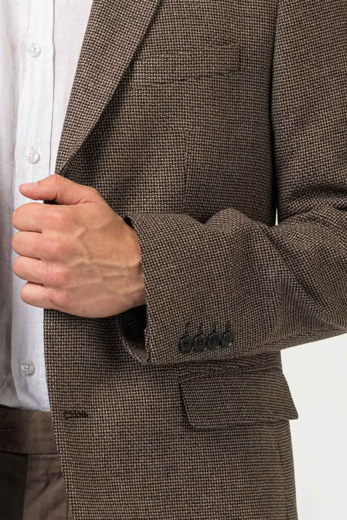 Varteks  Men's blazer with a micro pattern earth tones - Regular fit