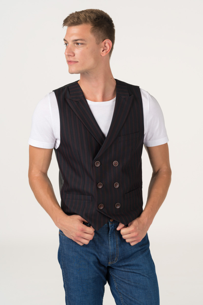 Varteks Men's burgundy vest with stripes