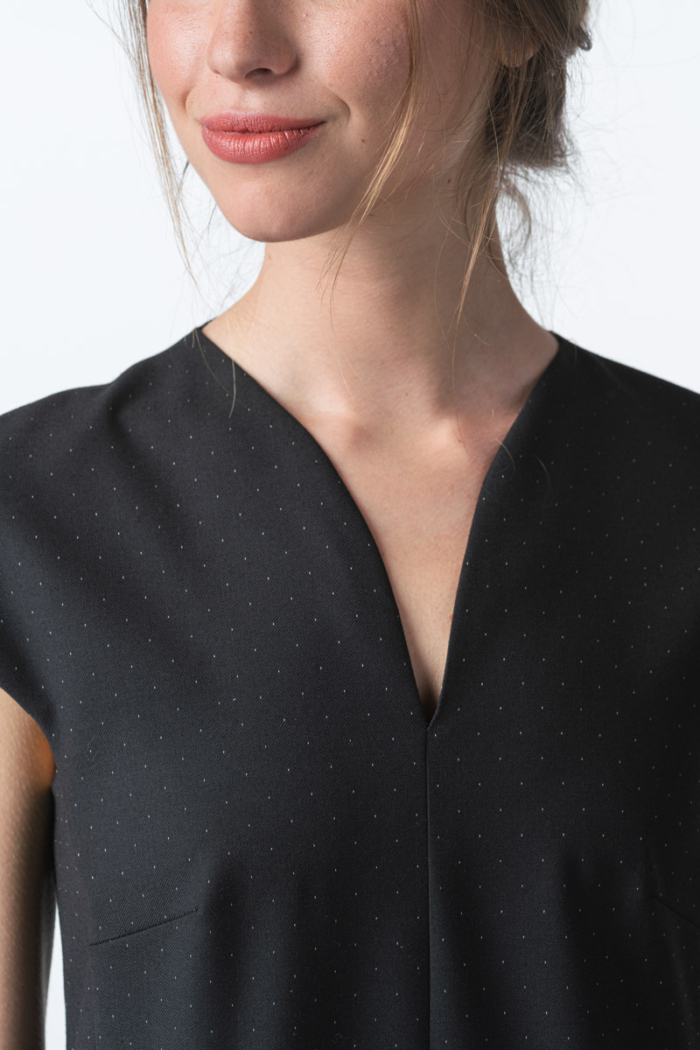 Varteks Black dress with tiny white dots