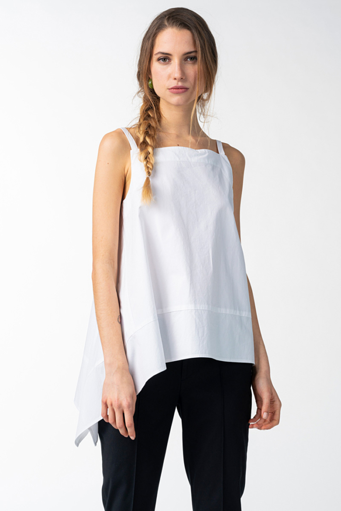 White asymmetrical A-cut blouse