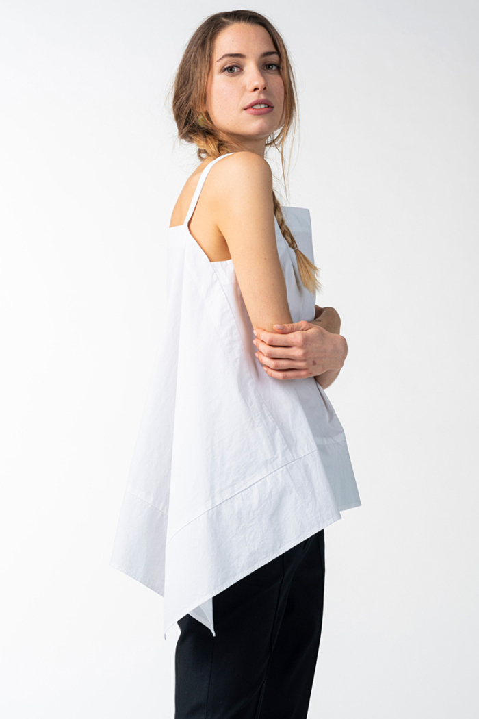 White asymmetrical A-cut blouse