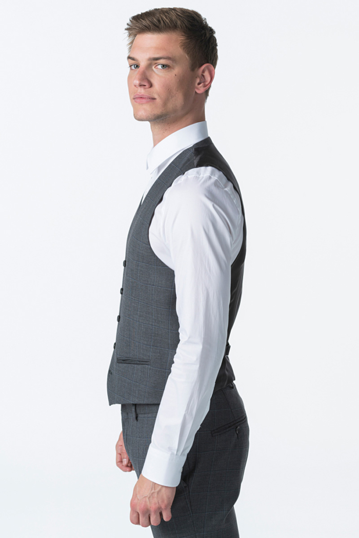 Men's plaid waistcoat Super 120's - Slim fit