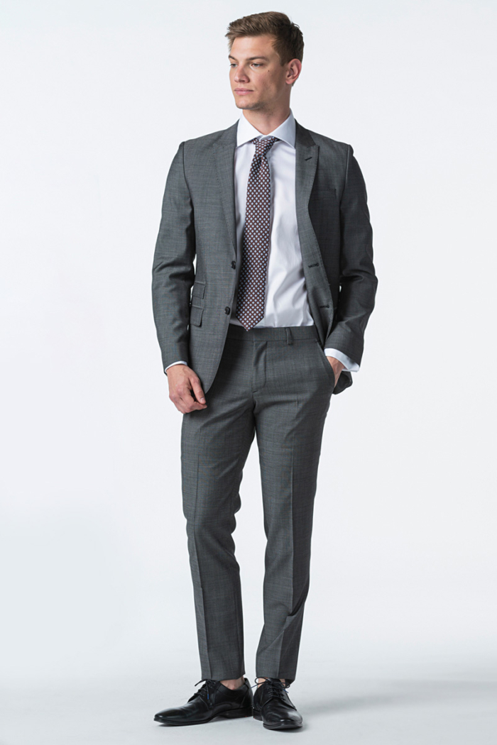 Men's grey virgin wool trousers 100's - Slim fit