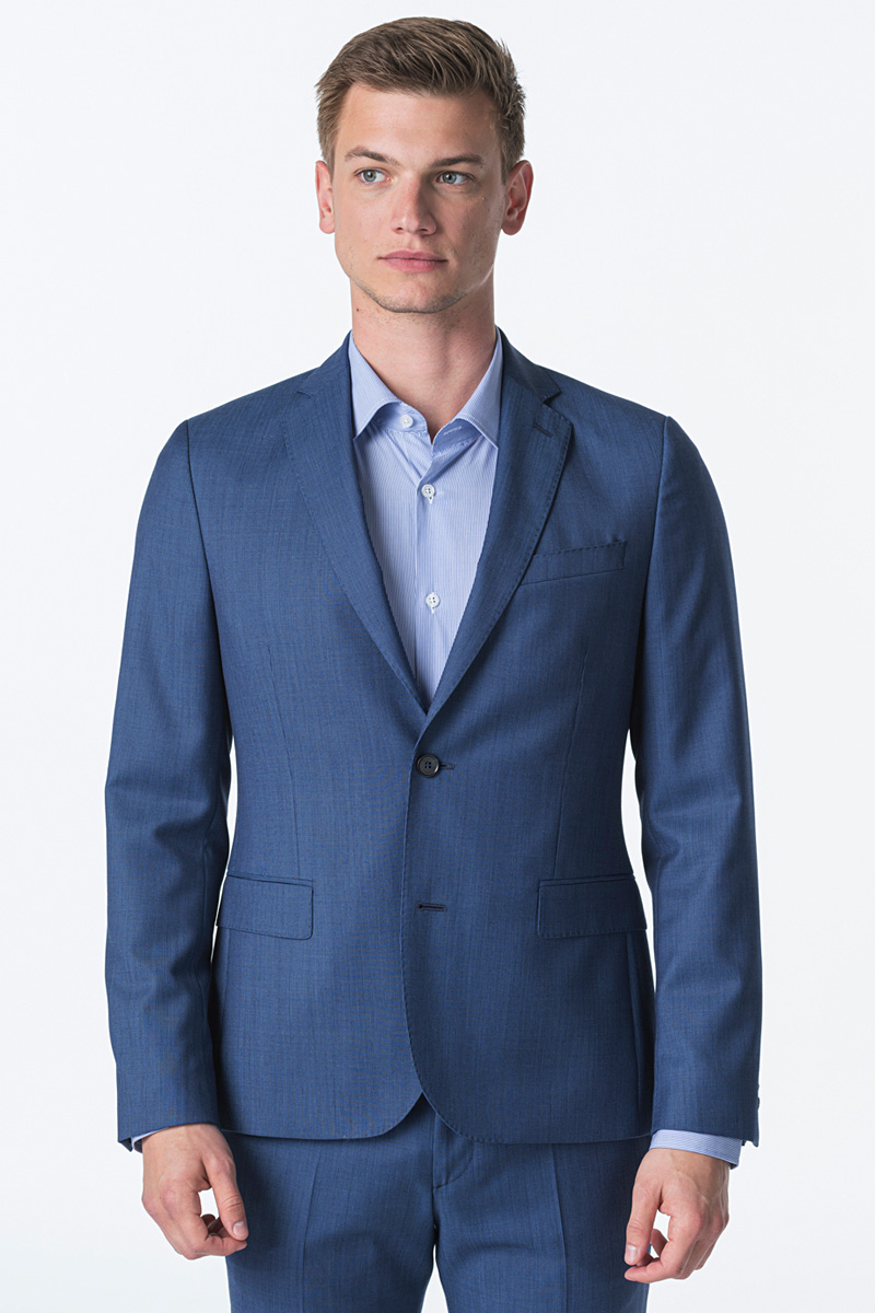 Men's open blue blazer Super 100's - Slim fit - Shop Varteks .