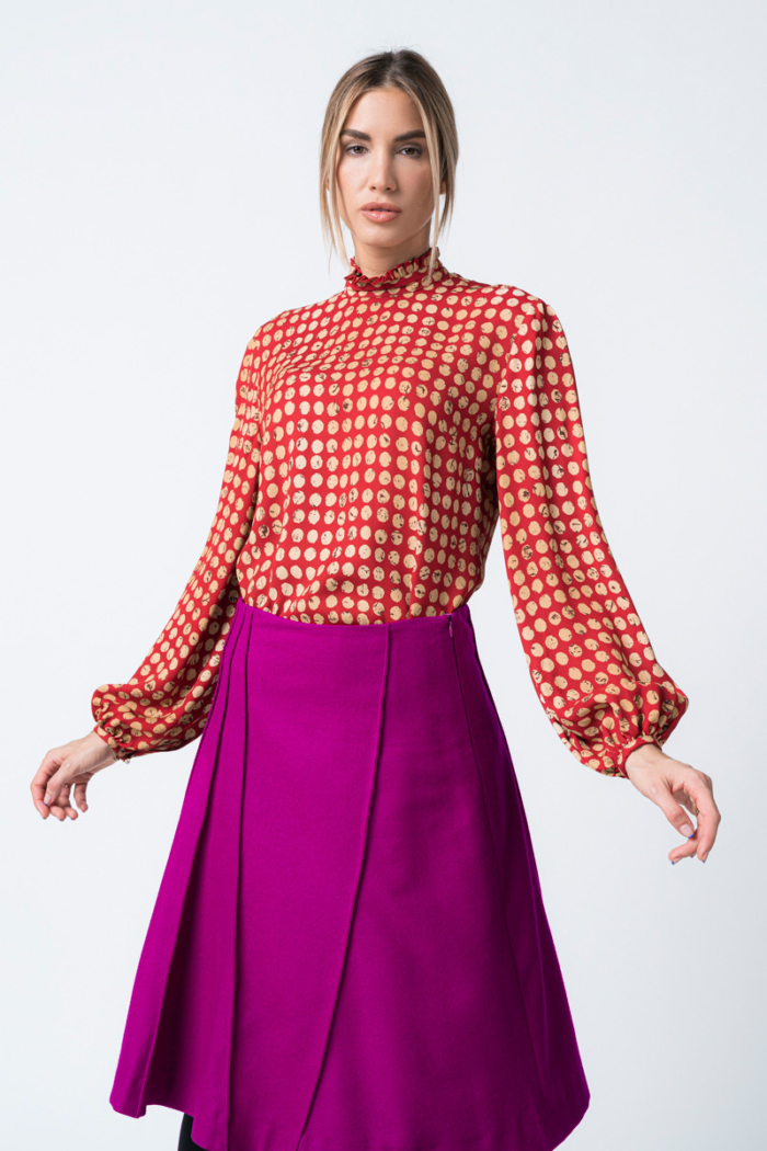 Varteks Red women's blouse with polka dots