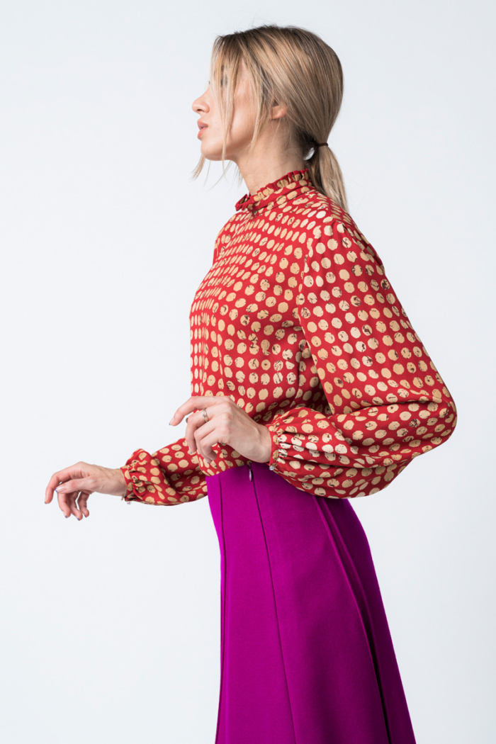 Varteks Red women's blouse with polka dots