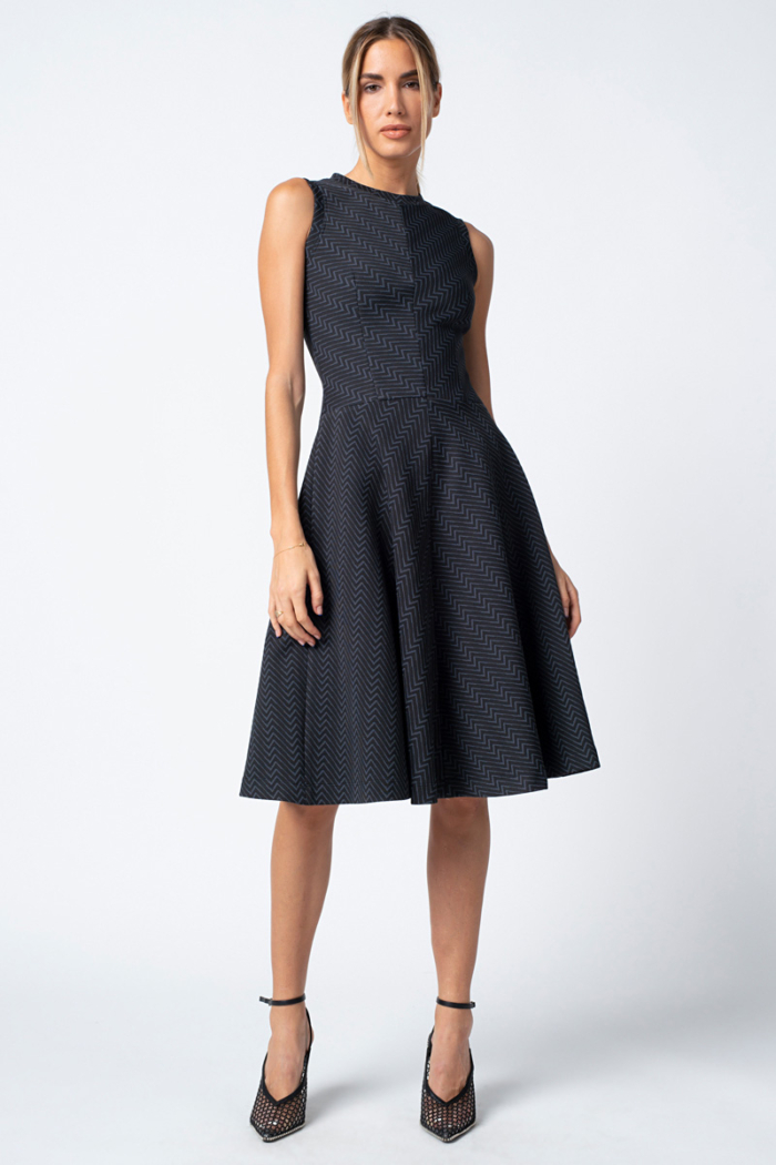 Varteks A-line dress with a black-gray pattern