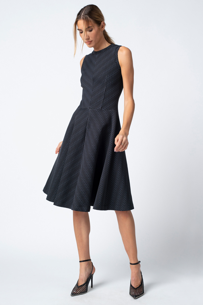 Varteks A-line dress with a black-gray pattern