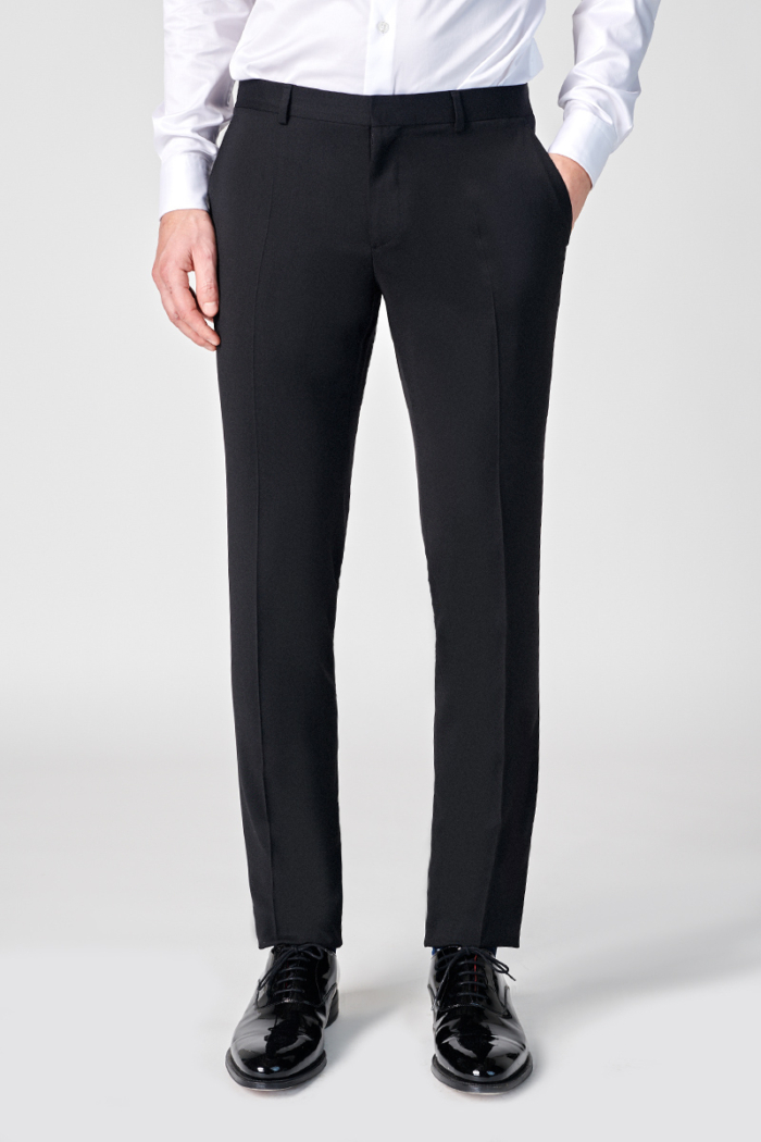 Varteks Elegantne crne smoking hlače Super 110's - Slim fit