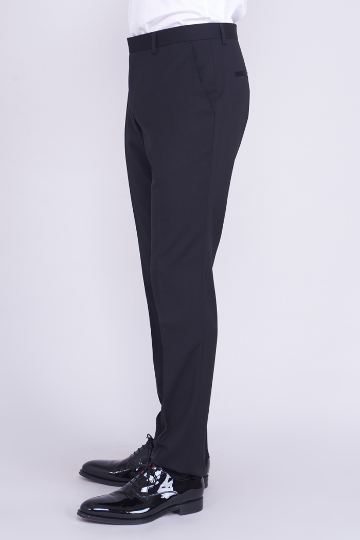 Varteks Elegantne crne smoking hlače od runske vune - Slim fit