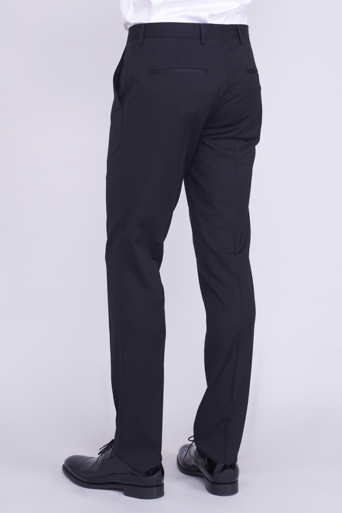 Varteks Elegantne crne smoking hlače od runske vune - Slim fit