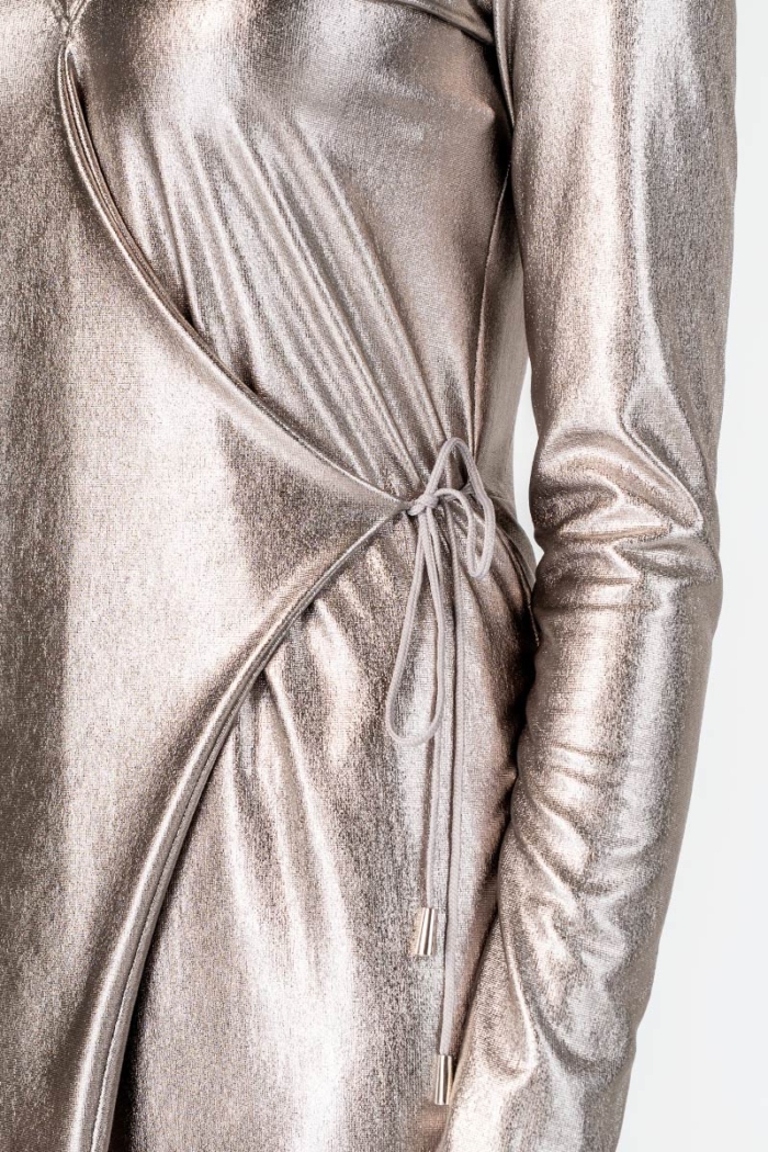 Varteks Metalik srebrna haljina na preklop