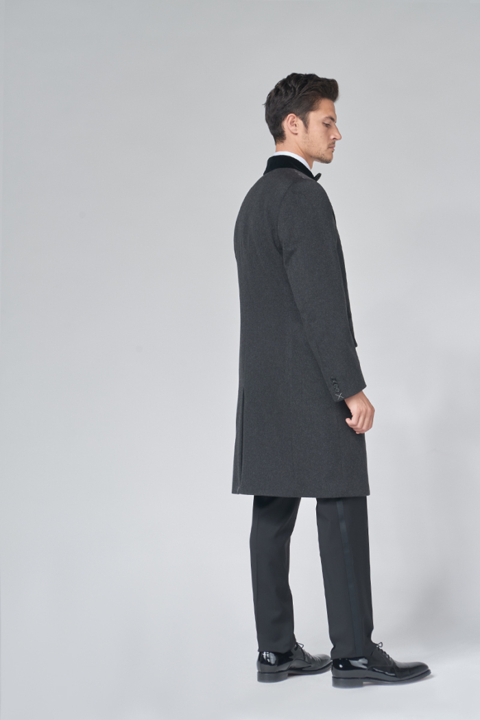 Varteks Limited Edition - Muški crni dugi kaput od kašmira