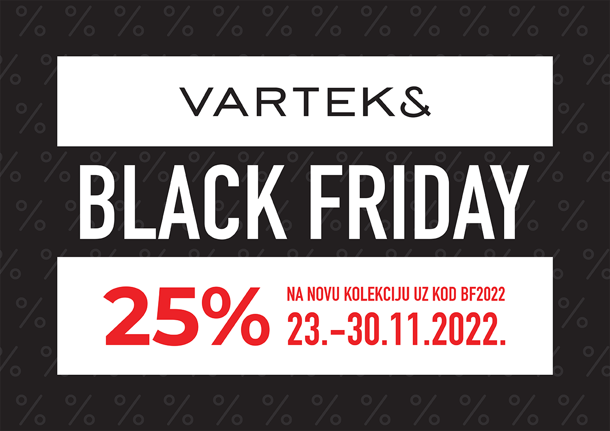 Varteks banner za Black Friday do 25% popusta.