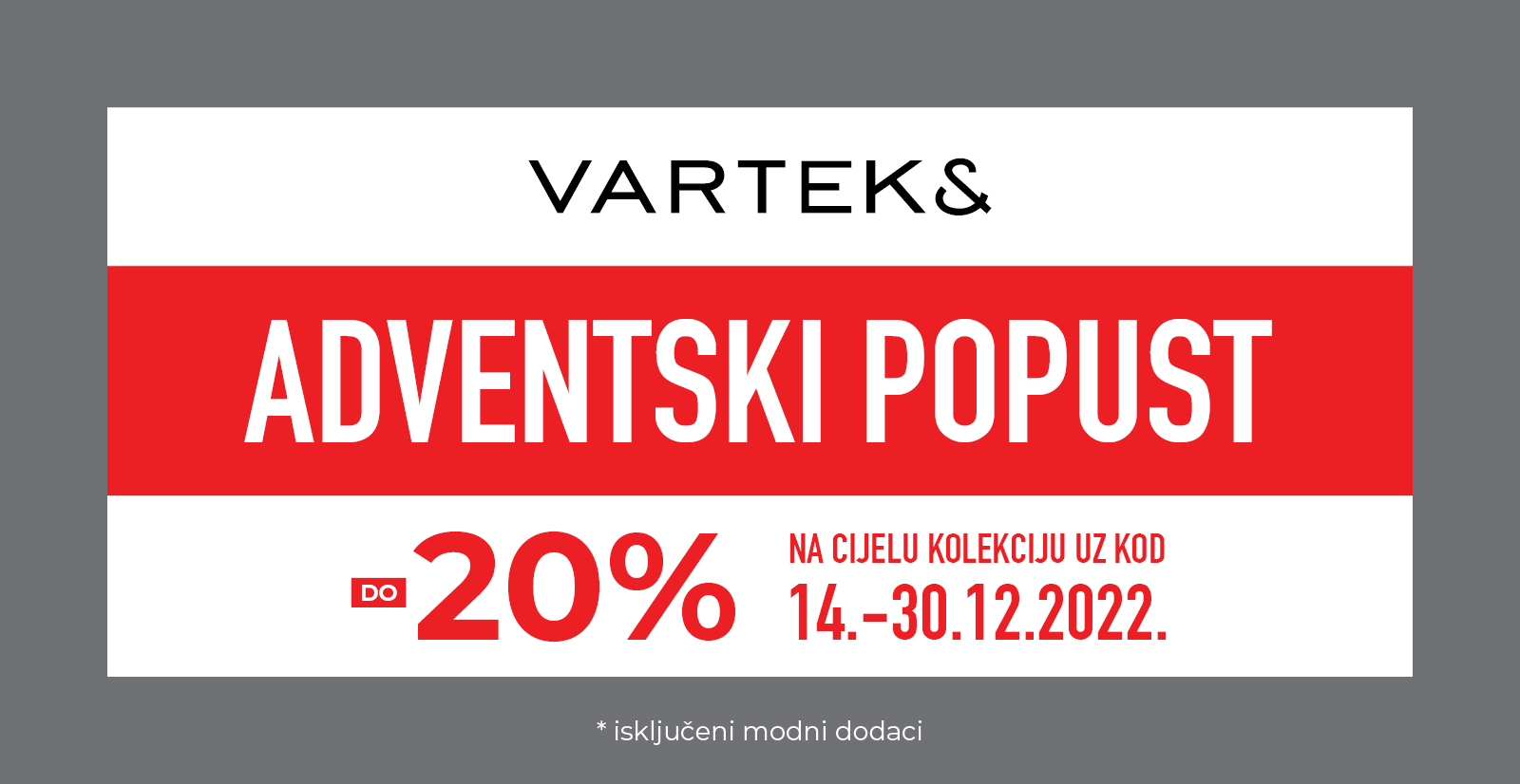 Varteks banner za adventski popust do 20 %