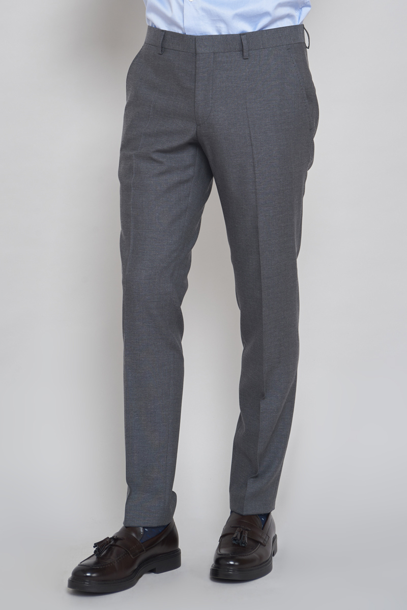 Dark Grey Wool Men's Flannel Trousers | Stefano Bemer-vachngandaiphat.com.vn