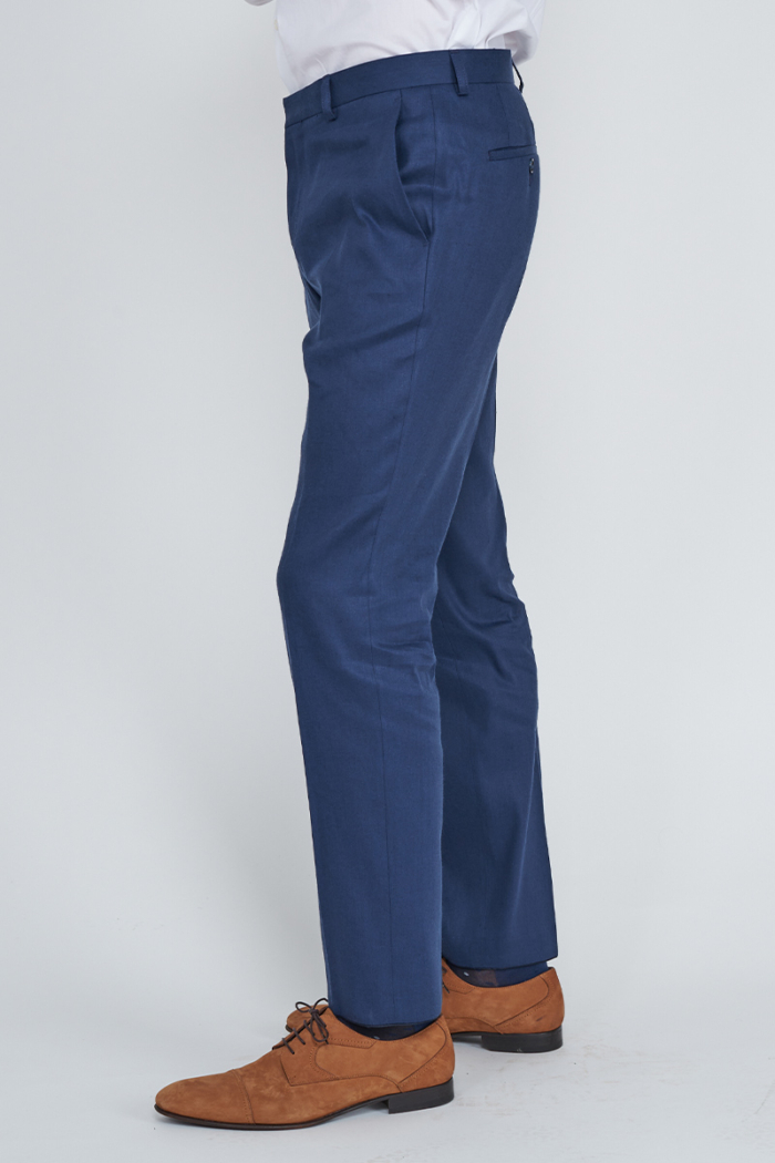 Varteks Plave hlače od lana i pamuka - Regular fit