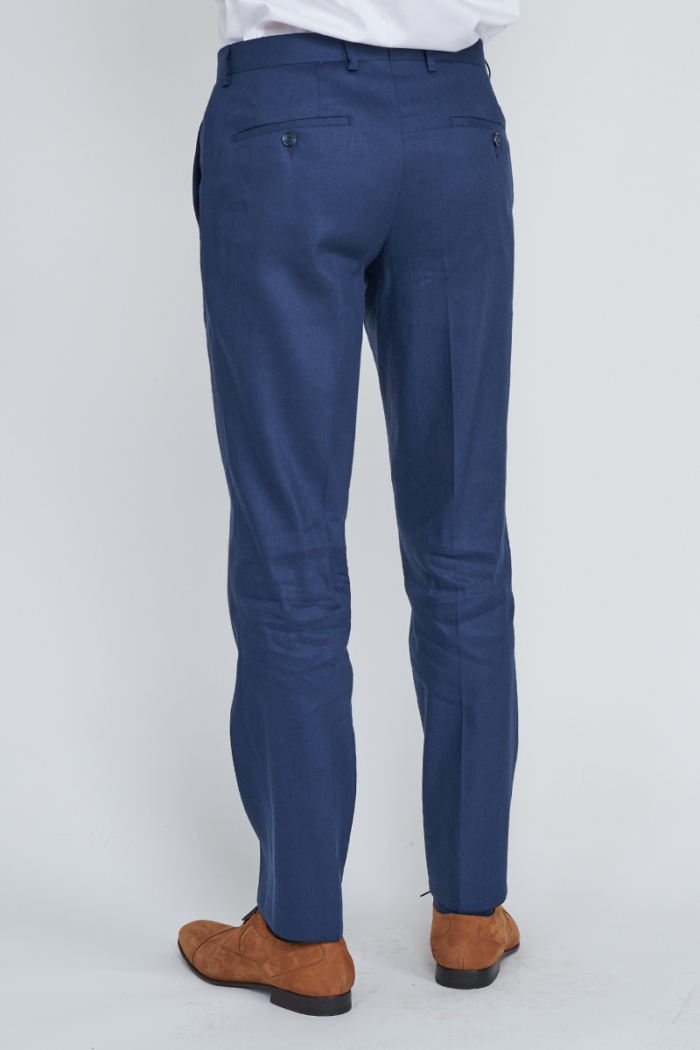 Varteks Plave hlače od lana i pamuka - Regular fit