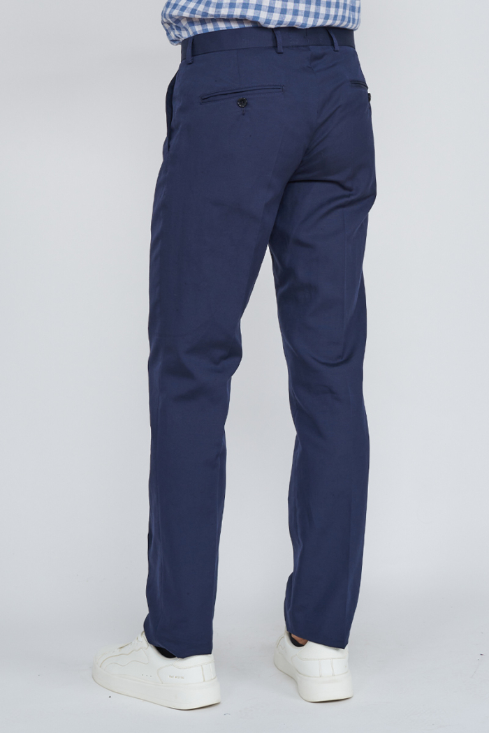 Varteks Tamno plave chino hlače od pamuka i lana - Regular fit