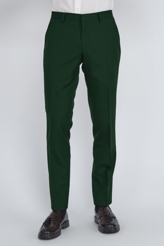 Fitted dark green suit pants in wool | The Kooples - US